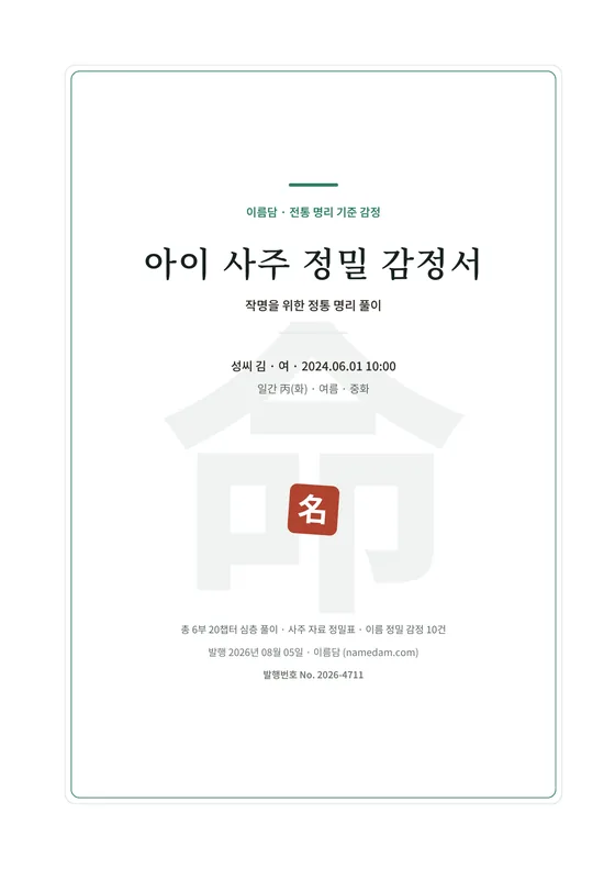 아이 사주 정밀 감정서 표지