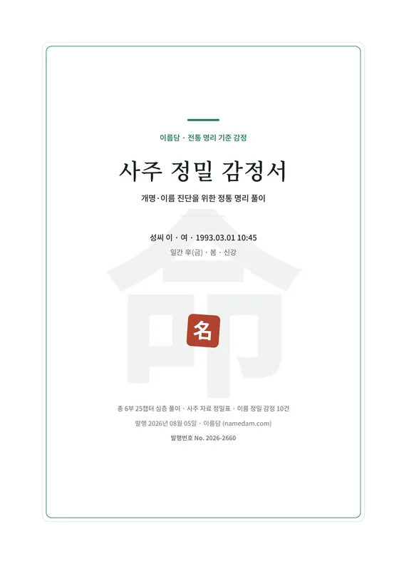 사주 정밀 감정서 표지