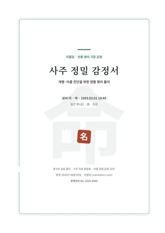 사주 정밀 감정서 표지